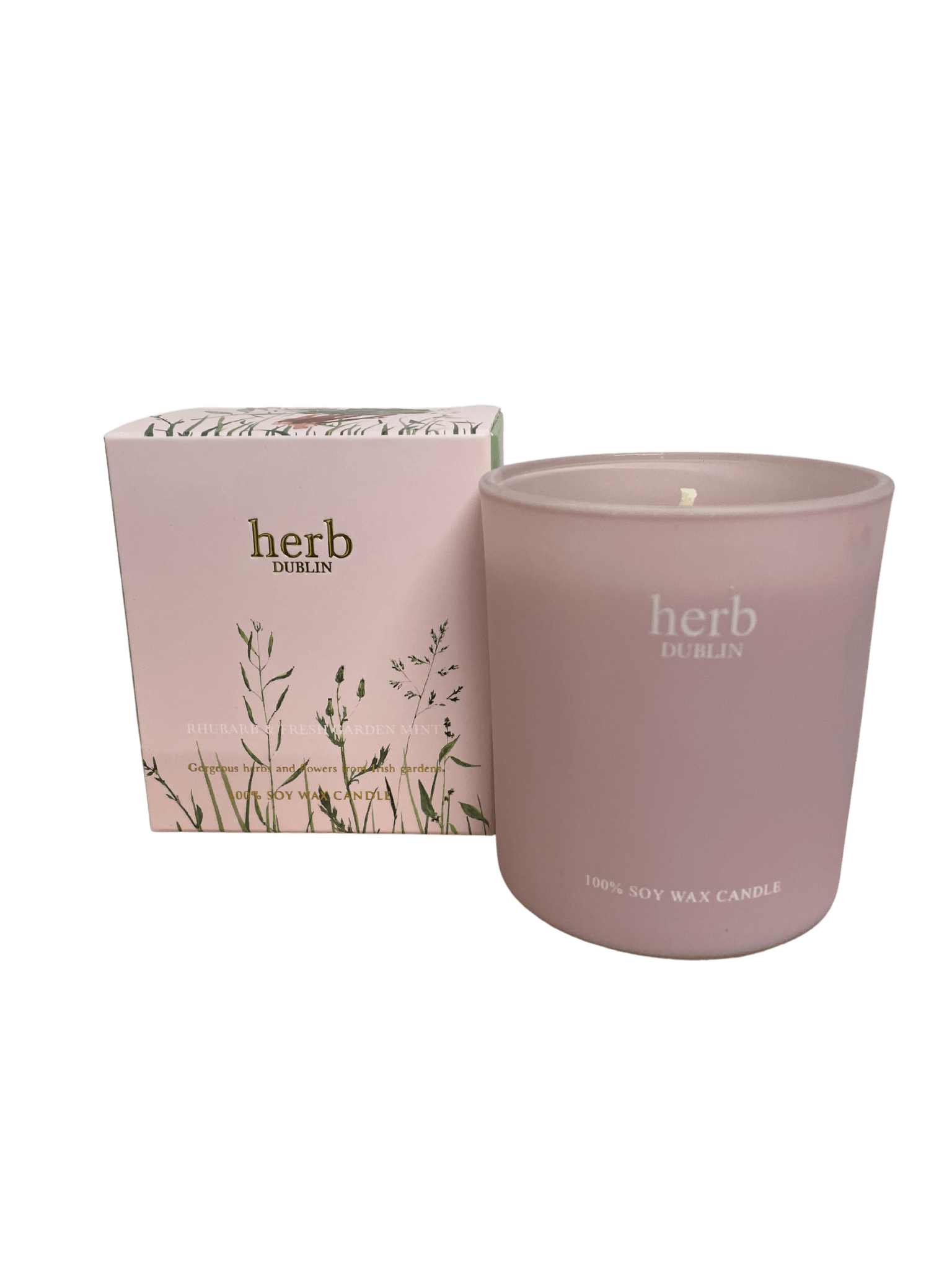 Herb Dublin Rhubarb & Garden Mint Candle - Boxofwine.ie